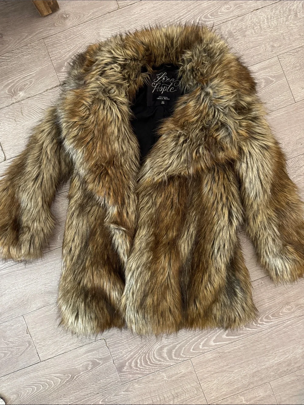 Free People Faux Fur Teddy Jacket in Multi Brown Tones